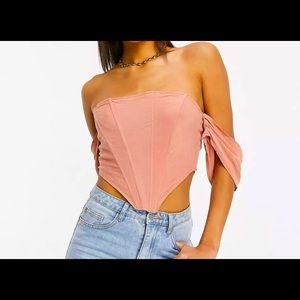 BNWOT Missguided Bardot Corset Top in Blush US 8